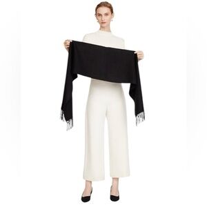 PORTOLANO Fringed Cashmere Scarf From Sarah Length 72” approximately Unisex. NWT